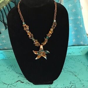 Starfish dichroic glass necklace